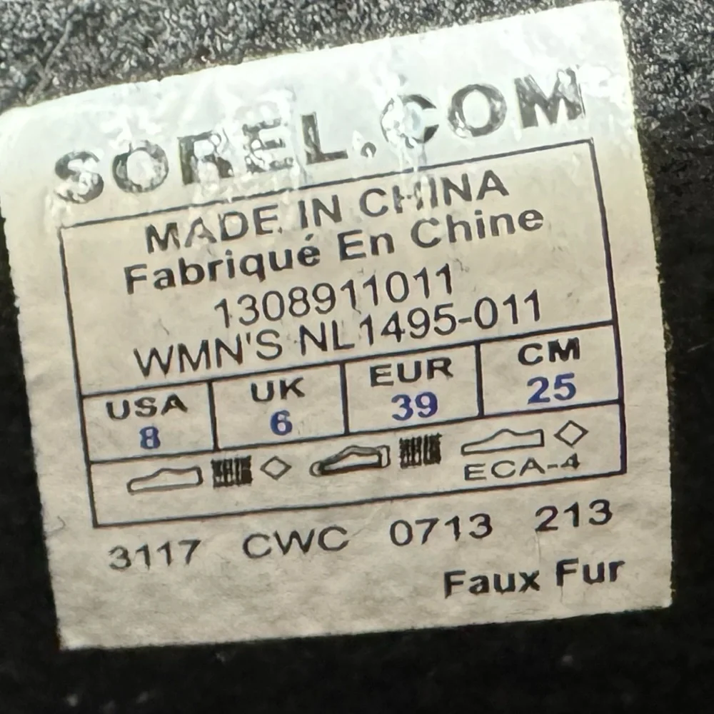 Sorel Faux Fur Black Insulated Lined Winter Snow Boots Woman Lady Size 8 - Picture 3 of 6